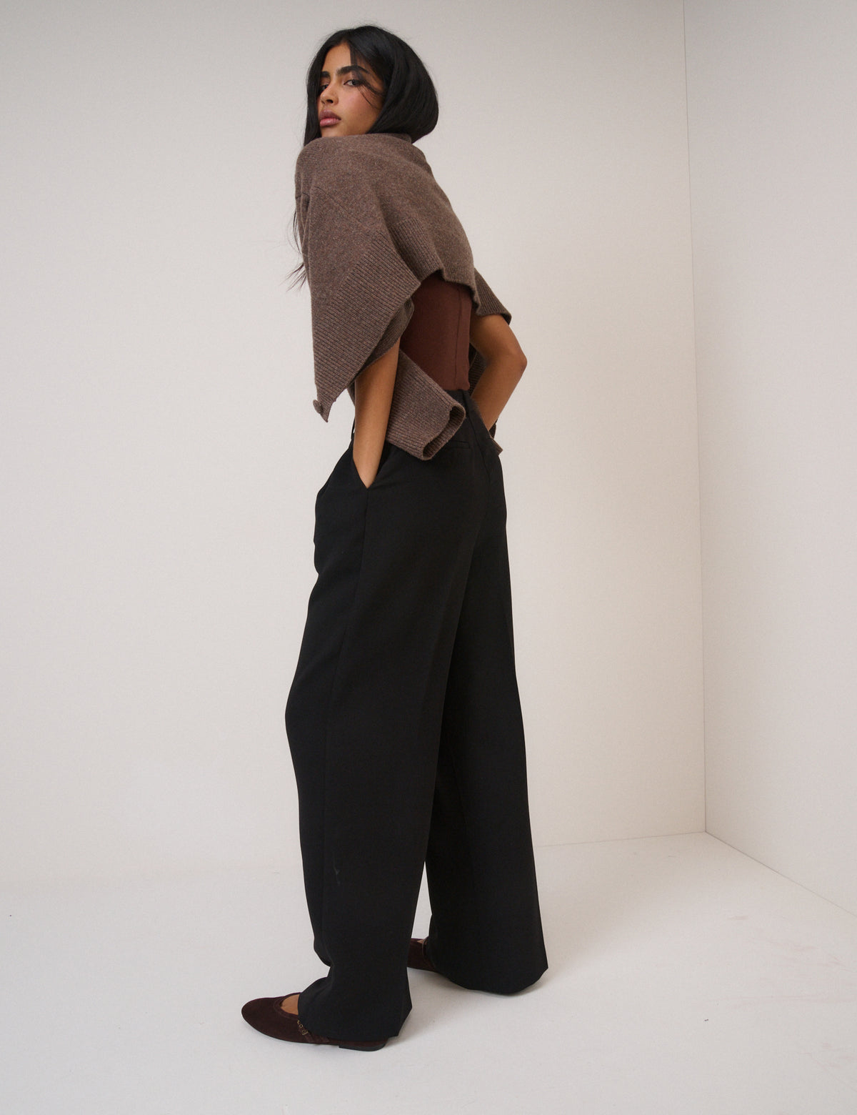 Black Wide Leg Jax Crepe Trousers