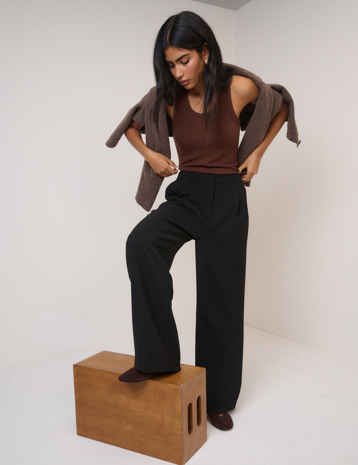 Black Wide Leg Jax Crepe Trousers