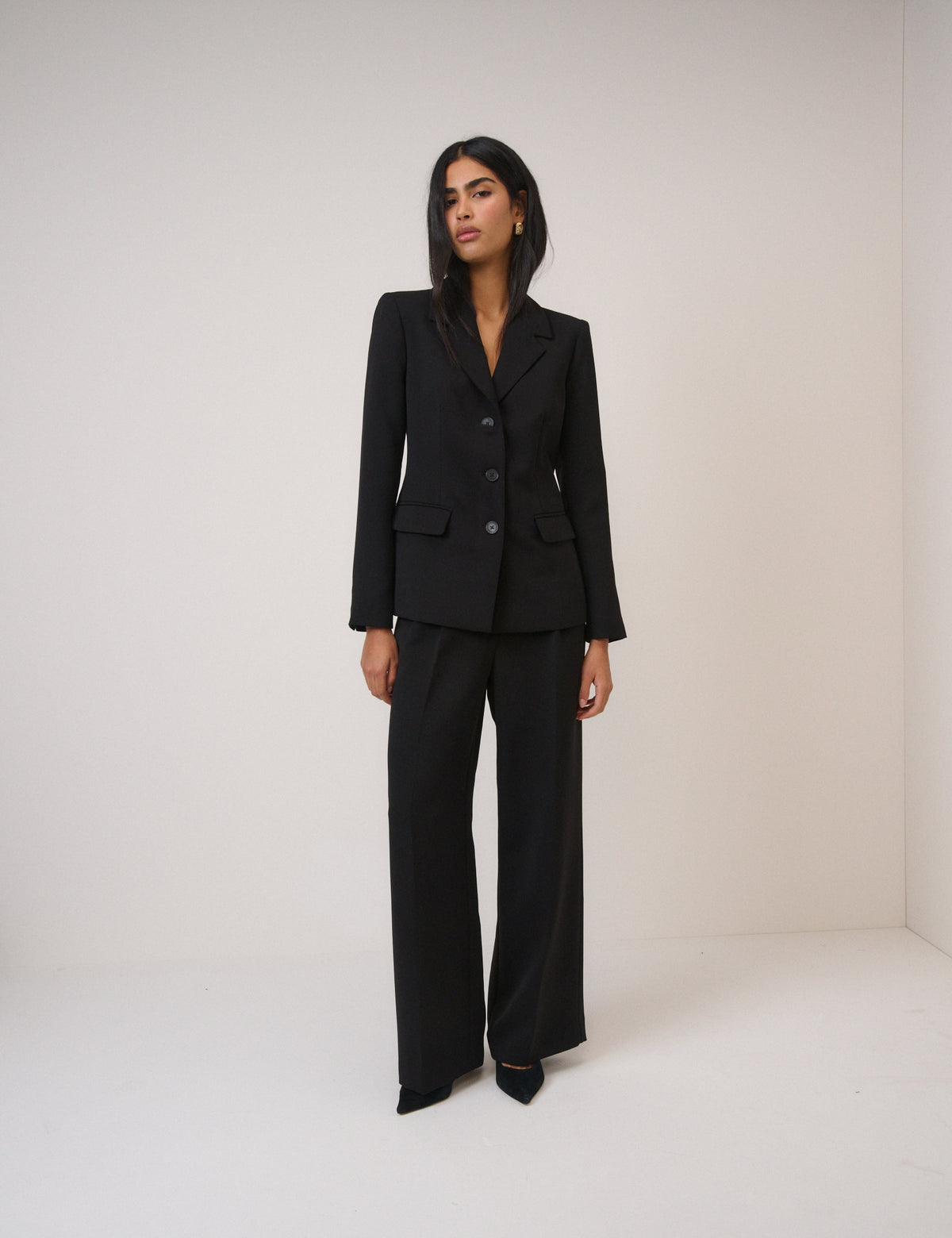 Black Wide Leg Jax Crepe Trousers