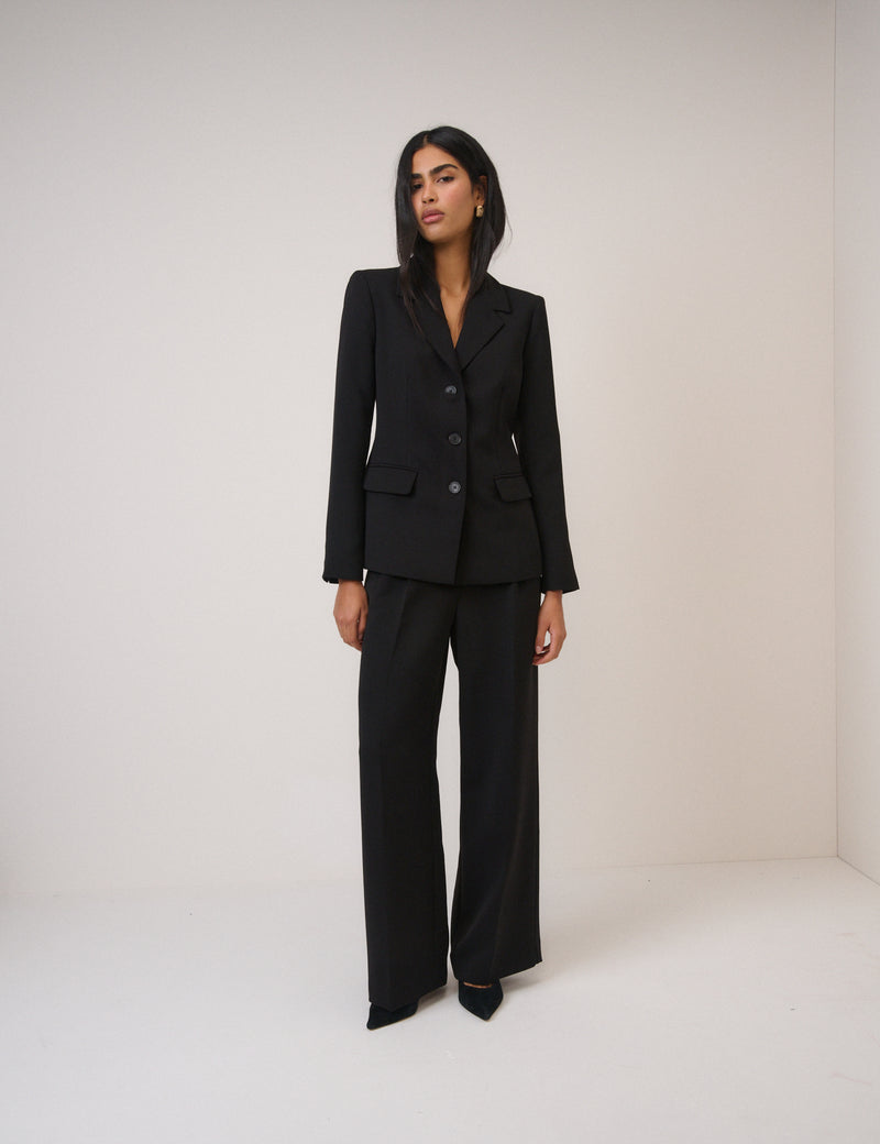 Black Wide Leg Jax Crepe Trousers