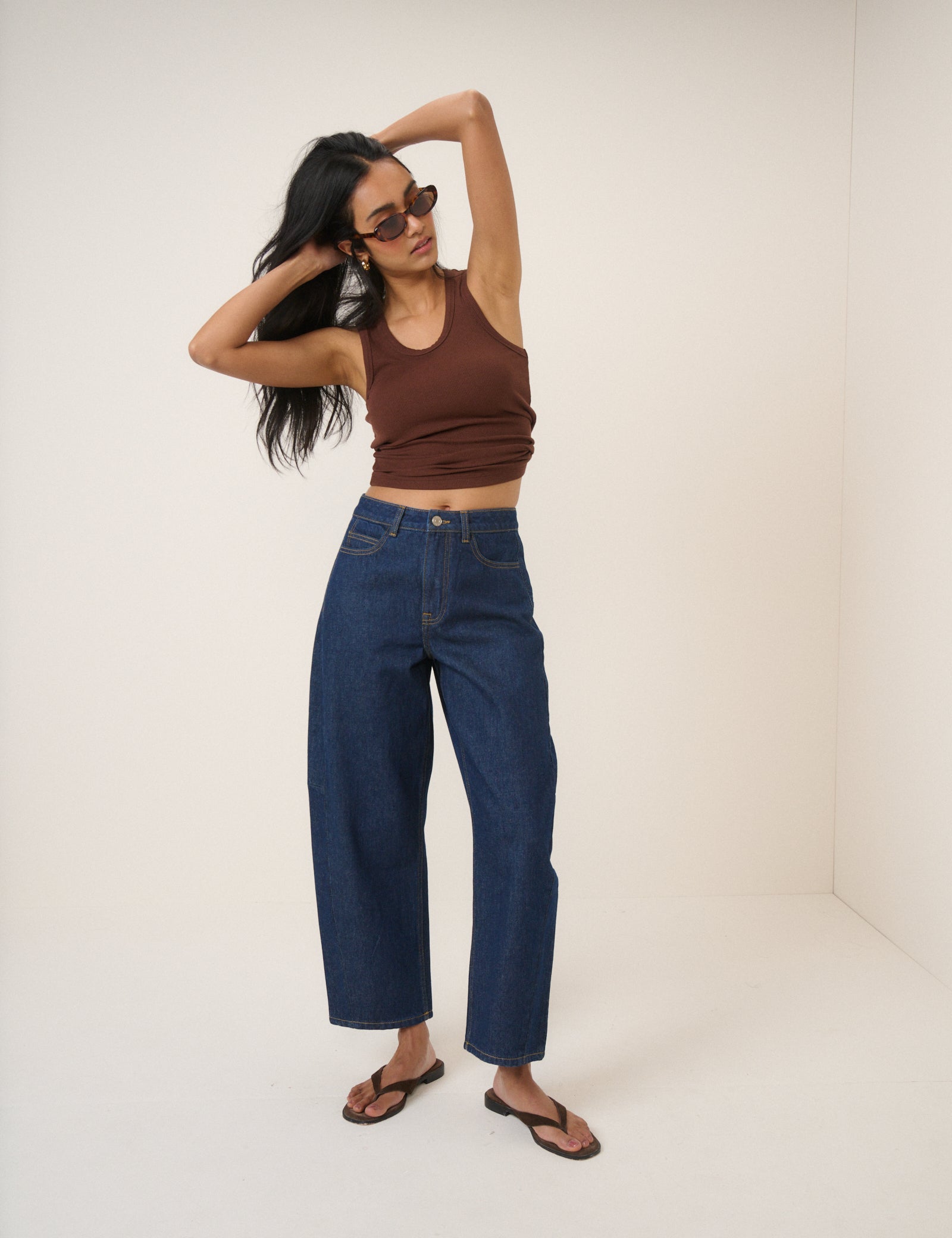 Dark Blue Bethnal Barrel Leg Jeans