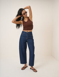 Dark Blue Bethnal Barrel Leg Jeans