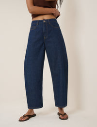 Dark Blue Bethnal Barrel Leg Jeans