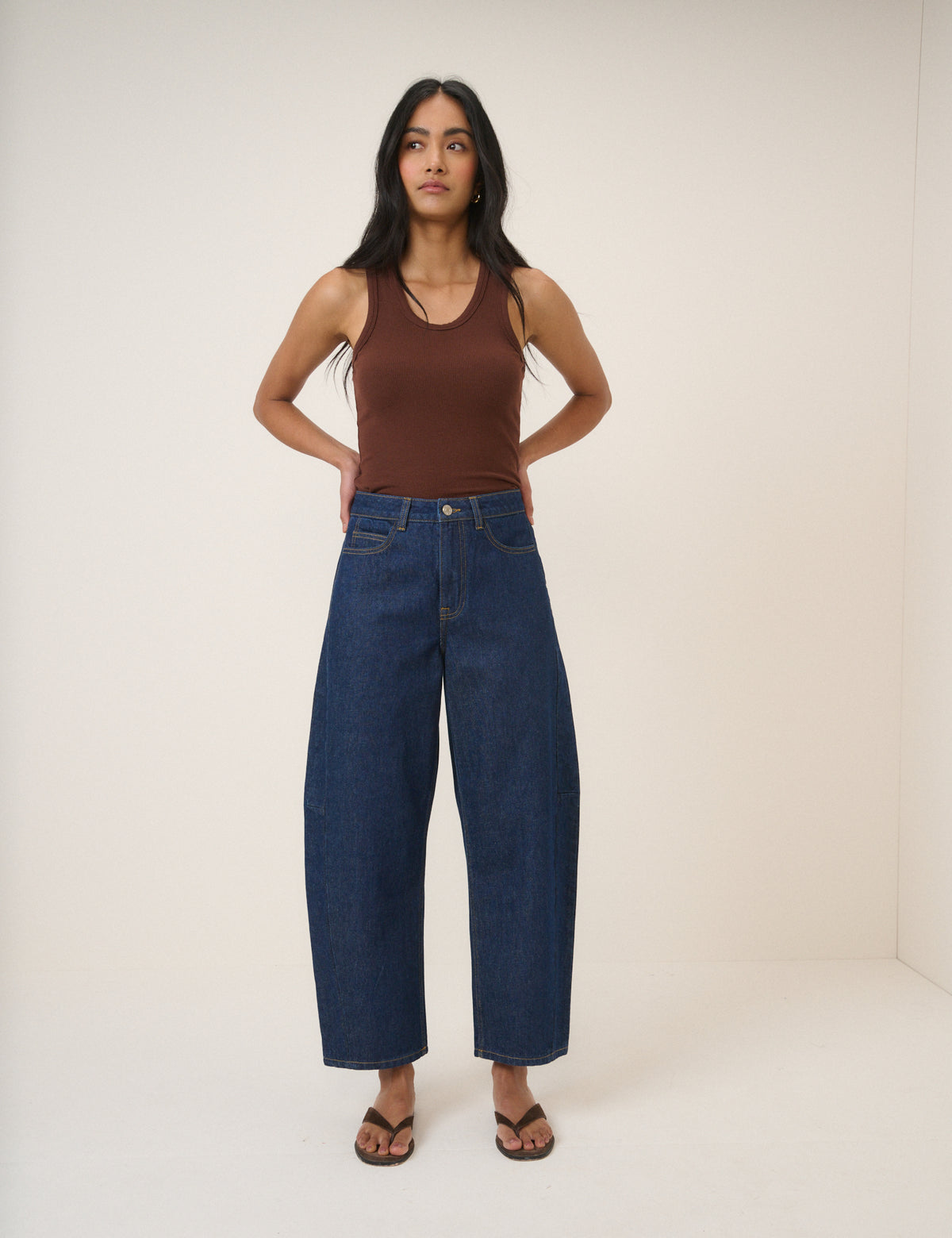 Dark Blue Bethnal Barrel Leg Jeans