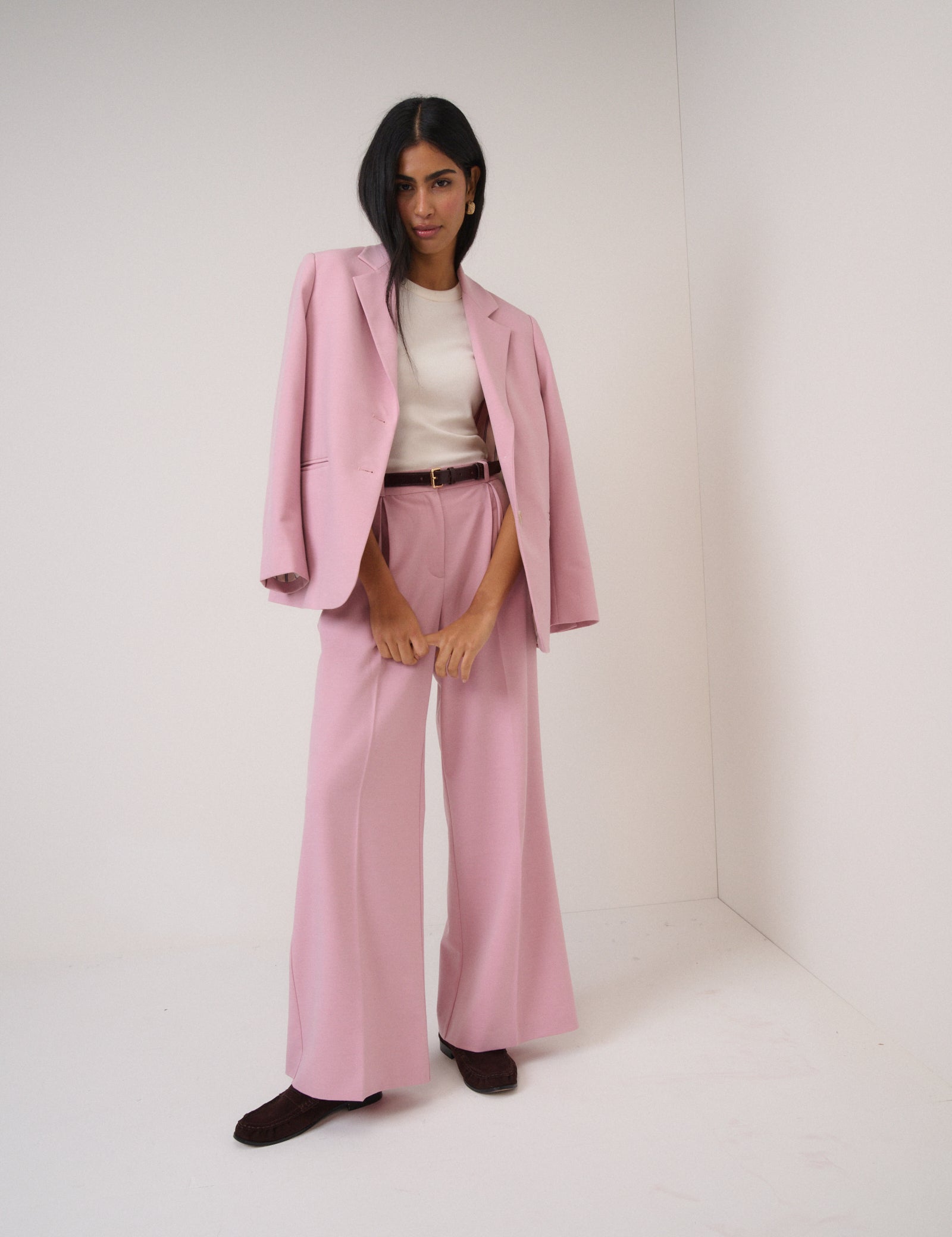 Pink Single Breasted Twill Blazer