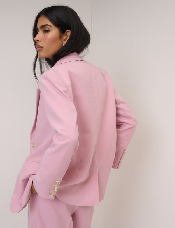 Pink Single Breasted Twill Blazer