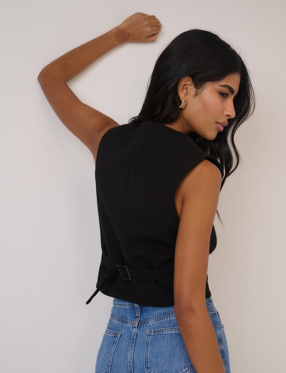 Black Crew Neck Waistcoat
