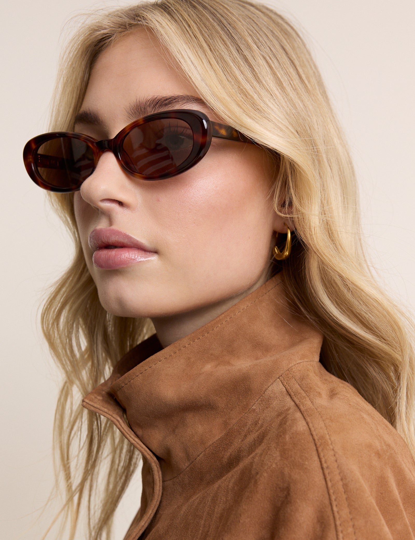 Brown Tortoiseshell Oval Halo Sunglasses