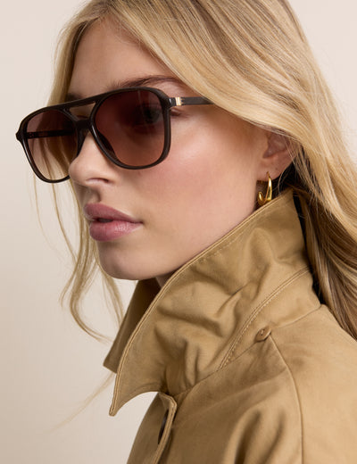 Dark Brown Oversized Aviator Sunglasses