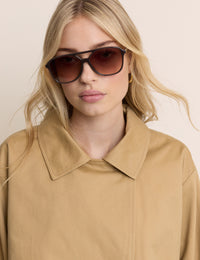 Dark Brown Oversized Aviator Sunglasses