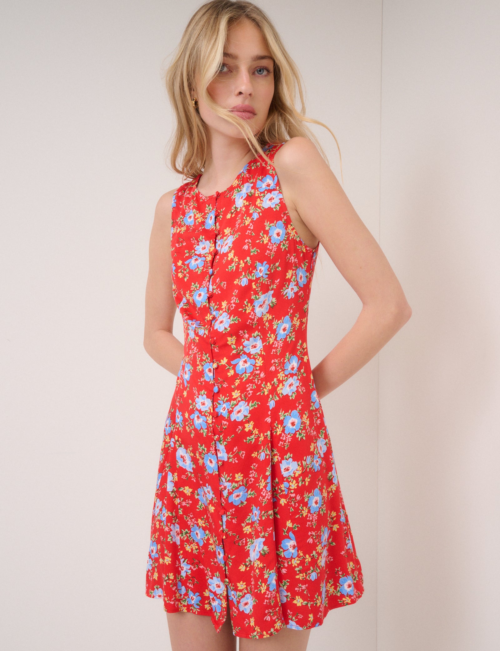 Red Floral Georgie Mini Dress Red Floral Georgie Mini Dress