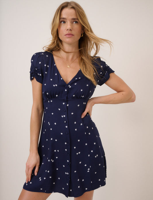 Navy Floral Dina Mini Dress Navy Floral Dina Mini Dress