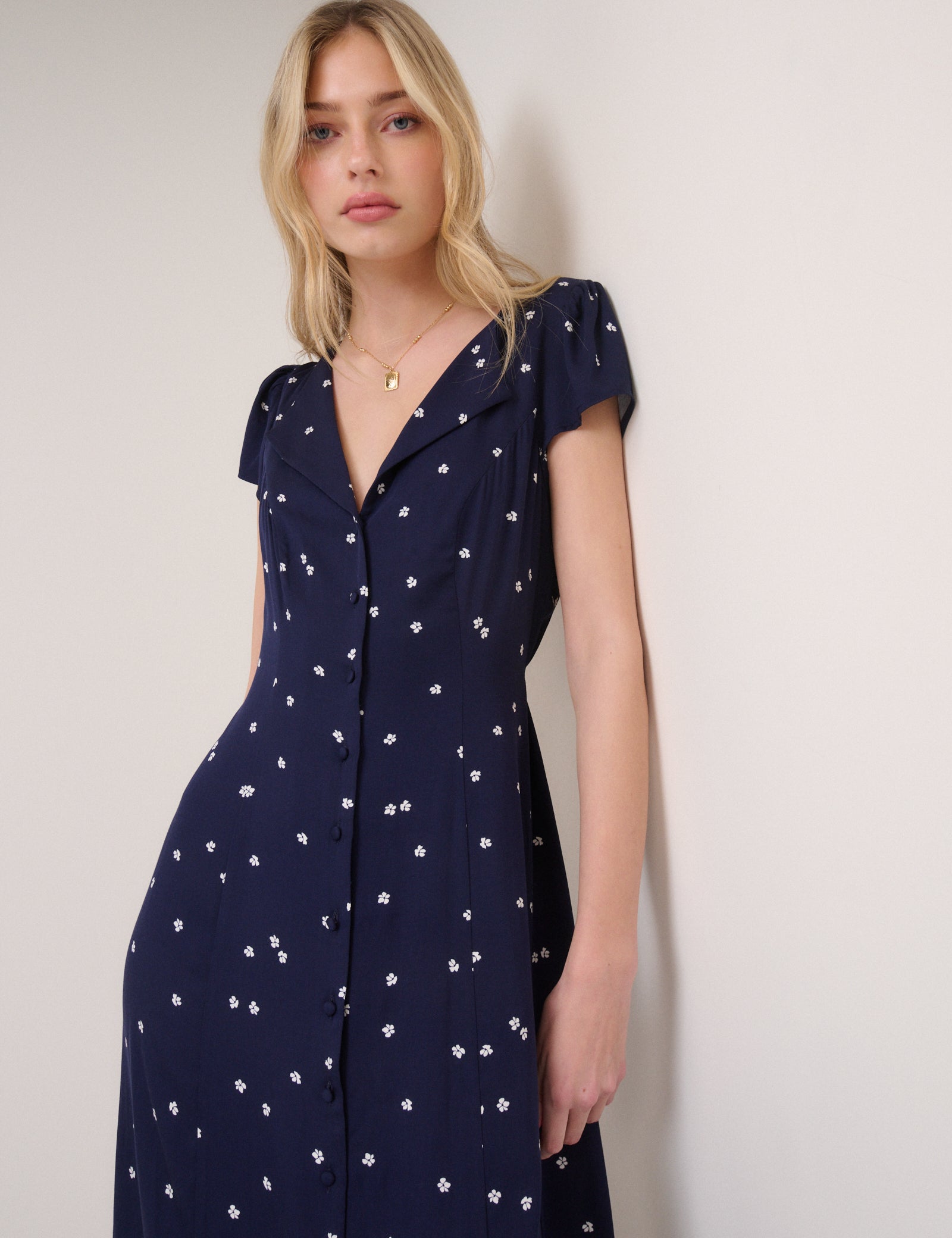 Navy Floral Kitty Midi Dress Navy Floral Kitty Midi Dress