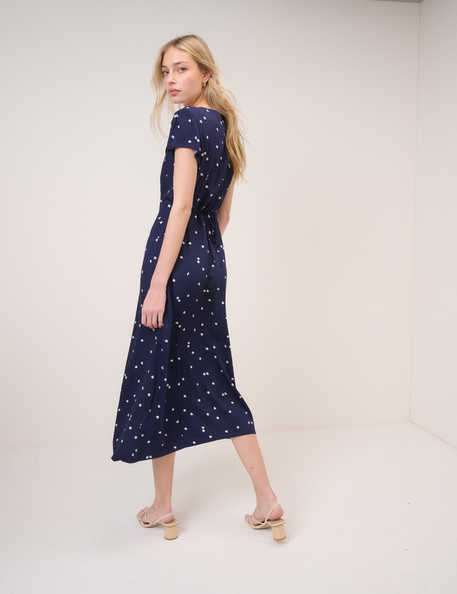 Navy Floral Kitty Midi Dress