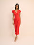 Red Polka Dot V-Neck Lina Midi Dress