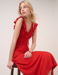 Red Cleo Midi Dress