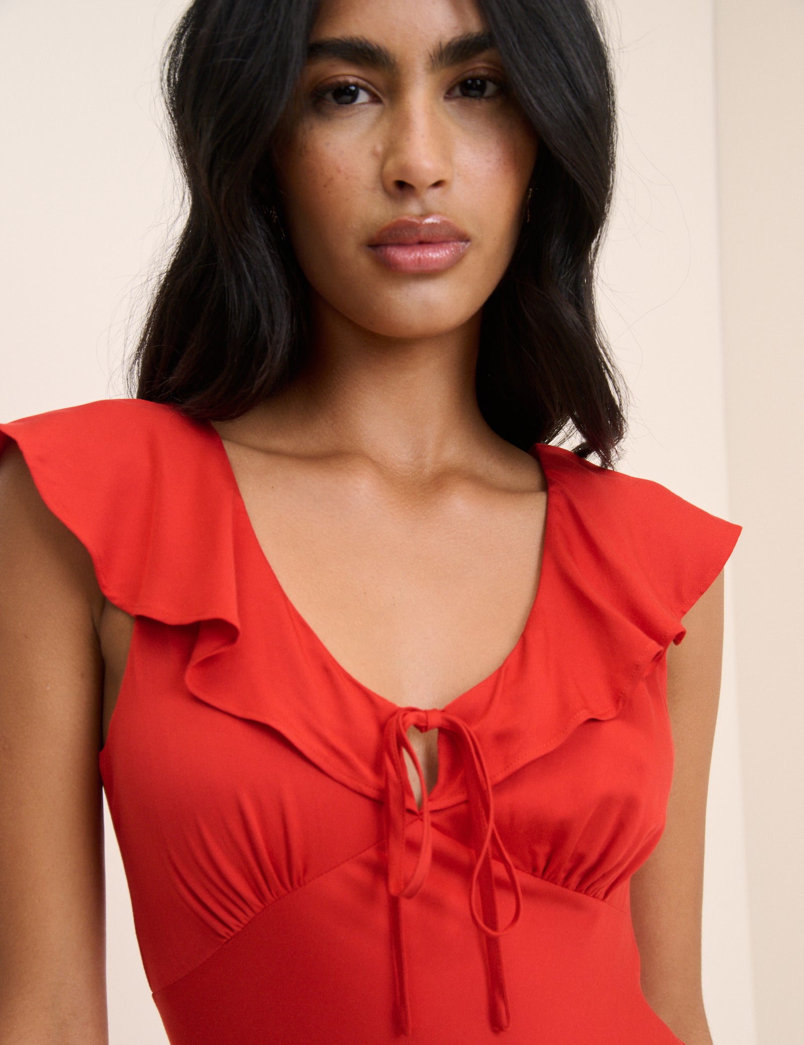 Red Cleo Midi Slip Dress