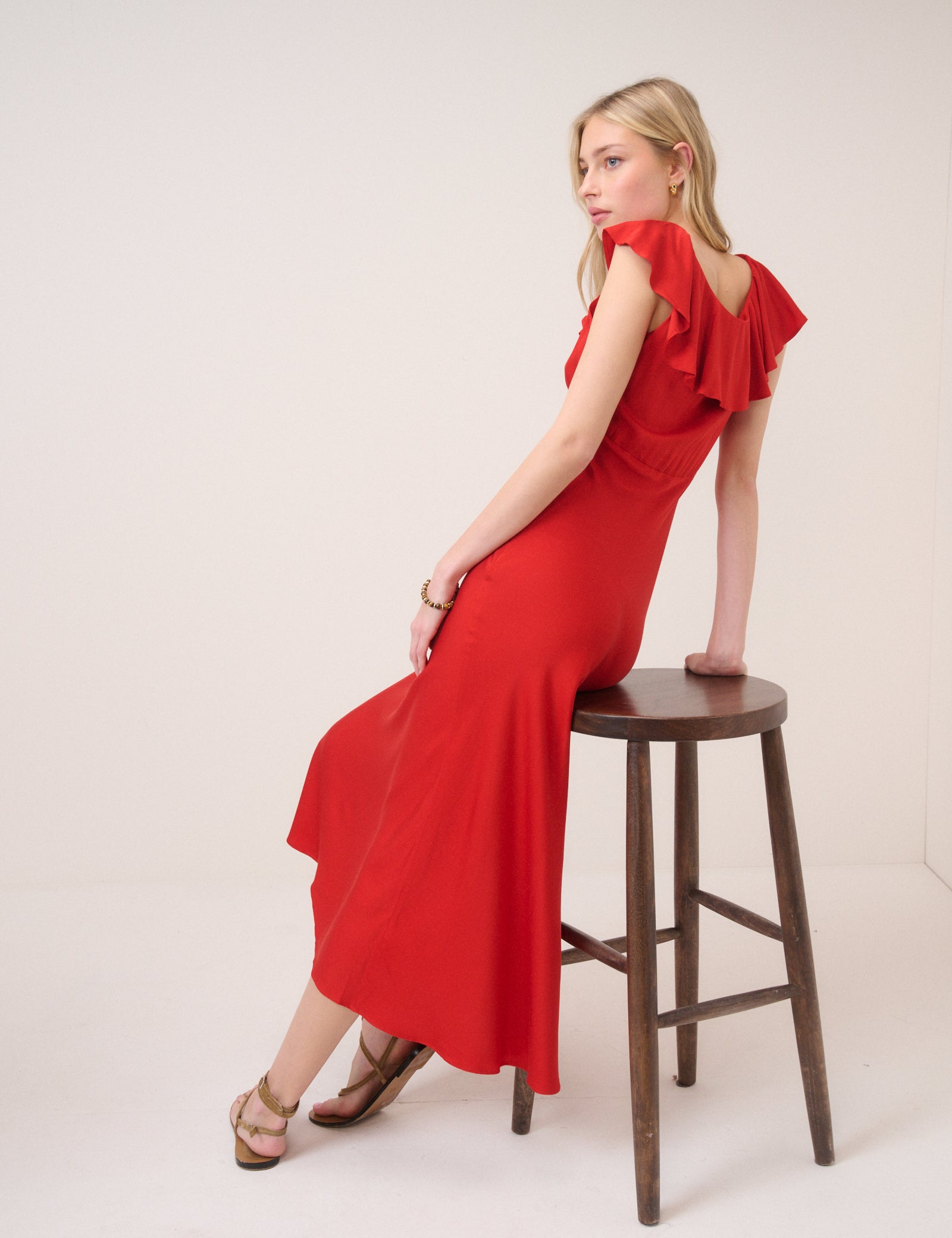 Red Cleo Midi Dress