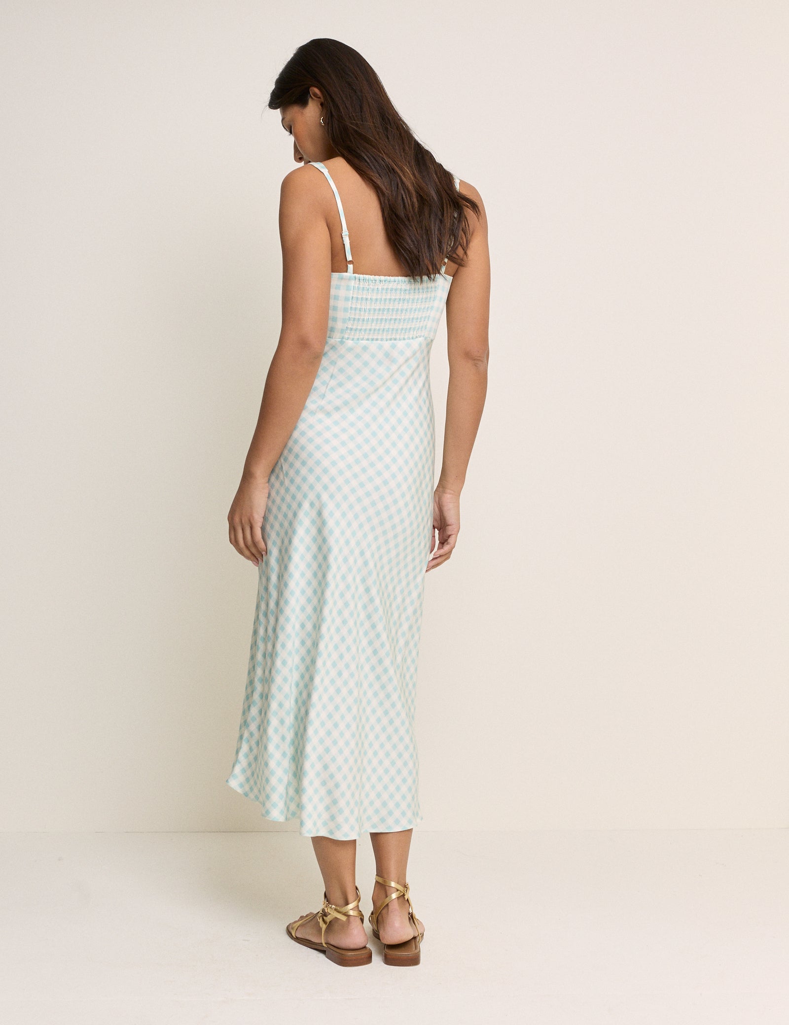 Blue Gingham Hettie Midi Dress