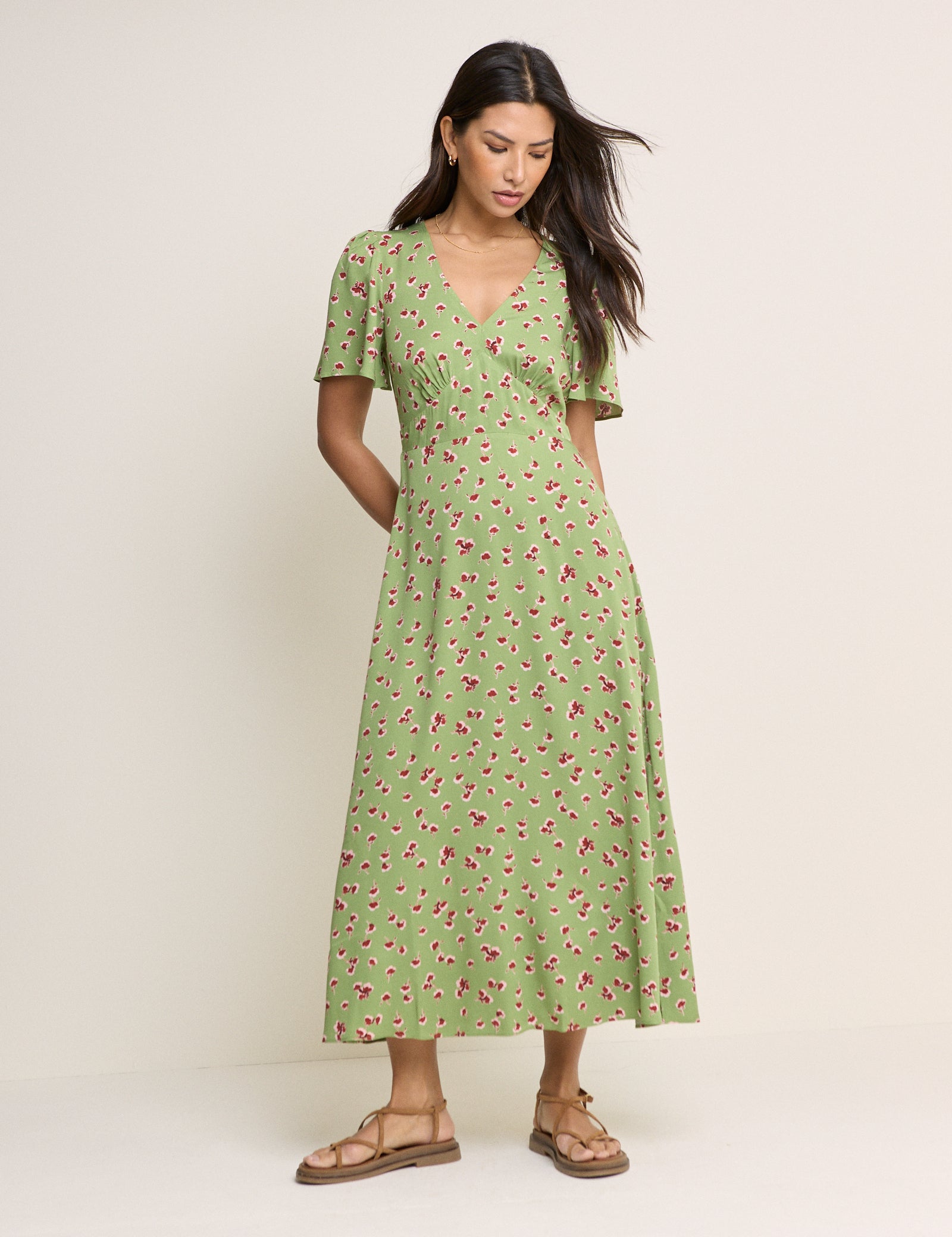 Green Floral Atlas Midi Dress Green Floral Atlas Midi Dress