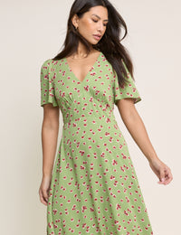 Green Floral Atlas Midi Dress