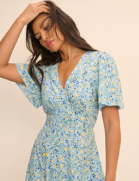 Blue Floral Atlas Midi Dress