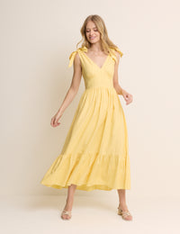 Lemon Yellow Bow Tie Coen Midi Dress