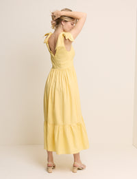 Lemon Yellow Bow Tie Coen Midi Dress
