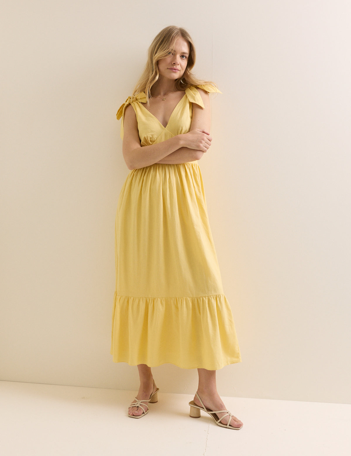 Yellow Tiered Coen Midi Dress