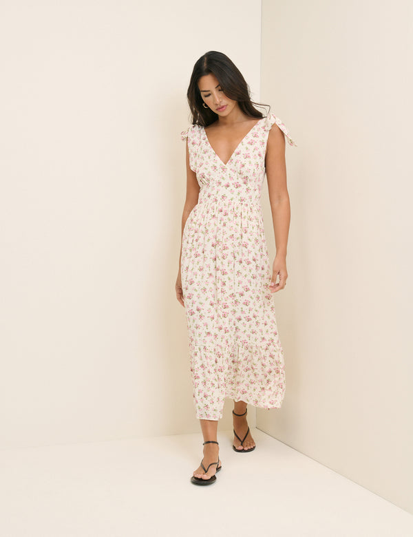 White Floral Coen Midi Dress