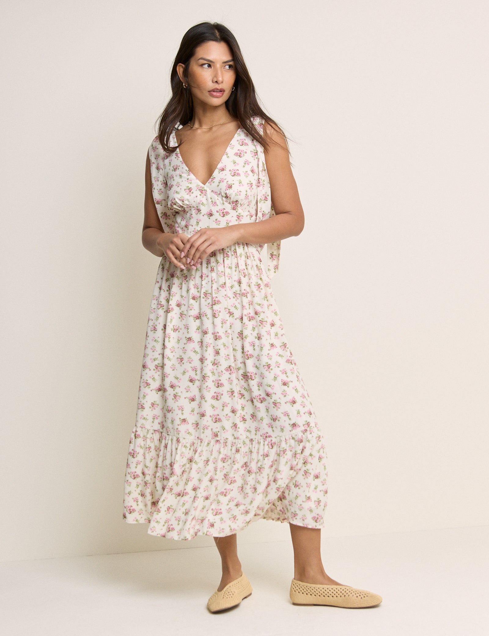 White Floral Coen Midi Dress