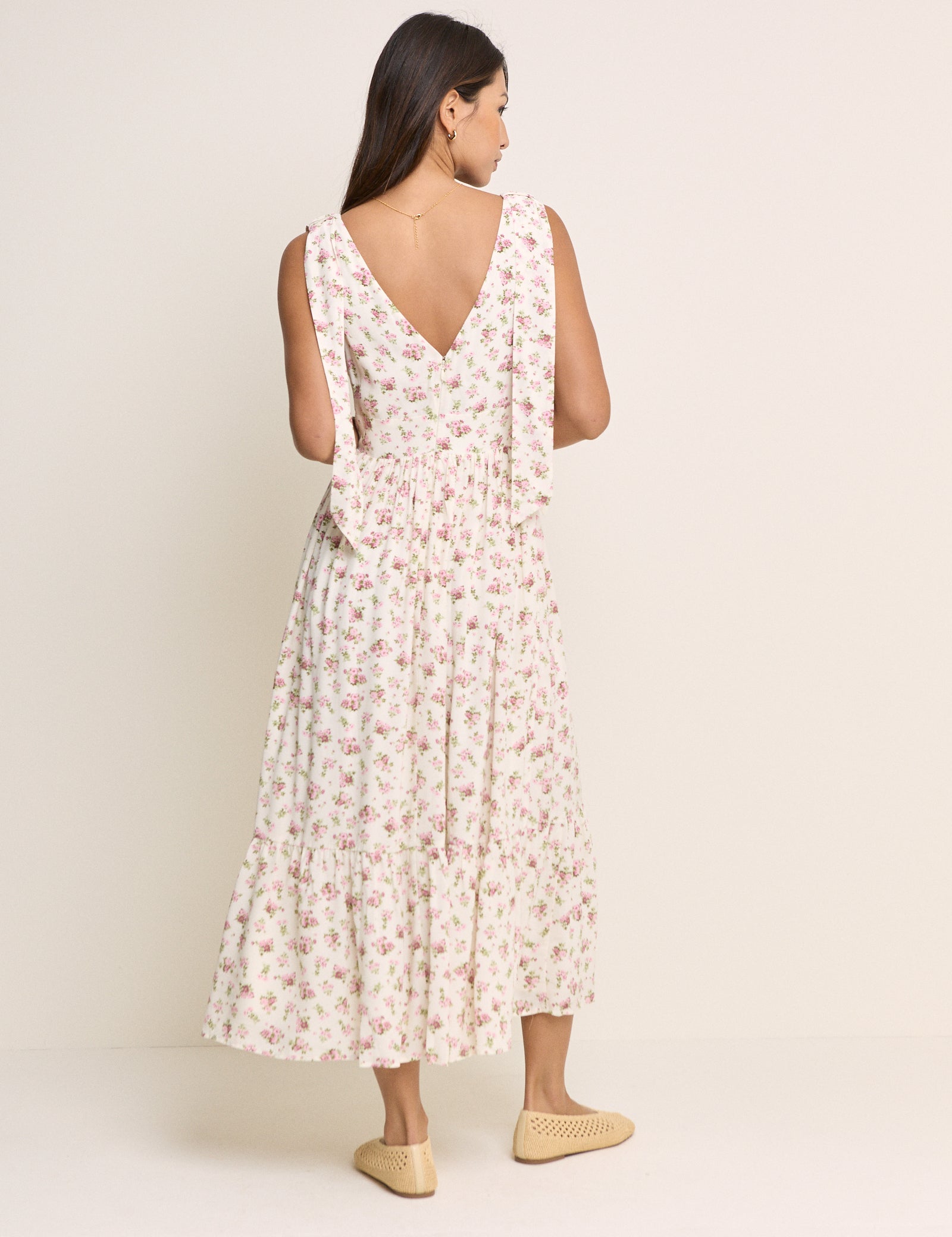 White Floral Coen Midi Dress