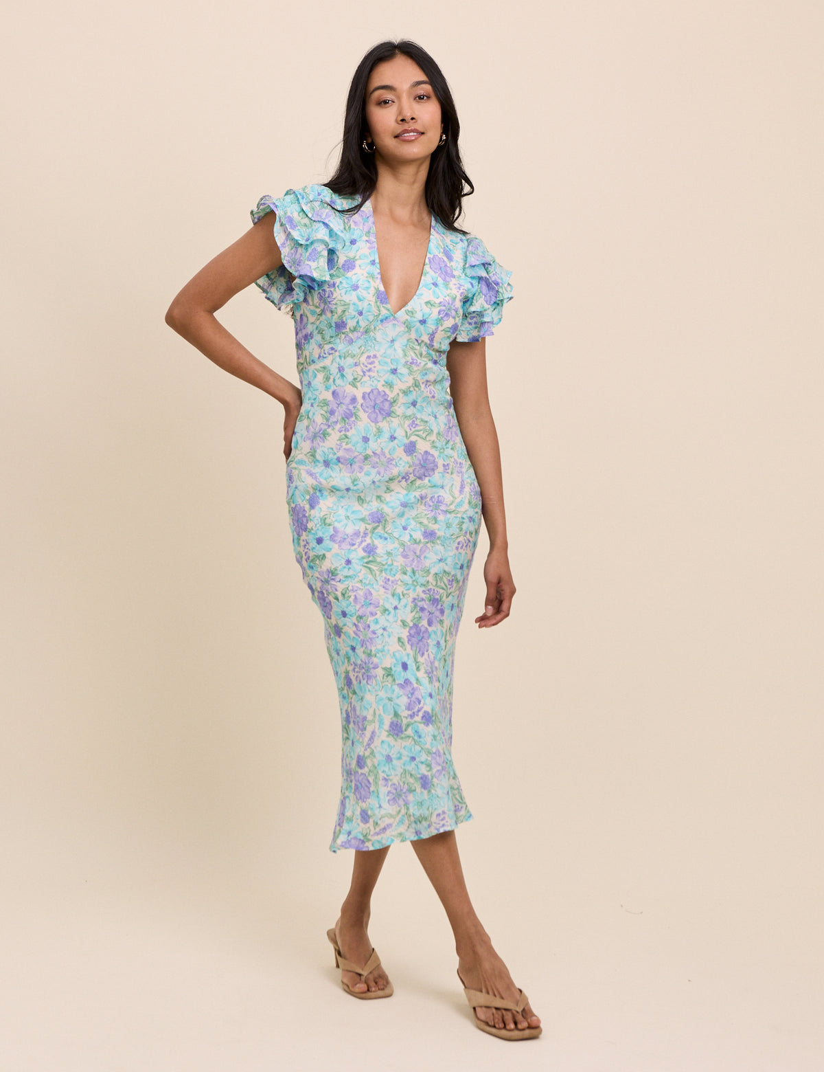 Blue Floral Layla Midi Dress