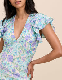 Blue Floral Layla Midi Dress