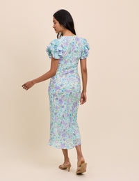 Blue Floral Layla Midi Dress