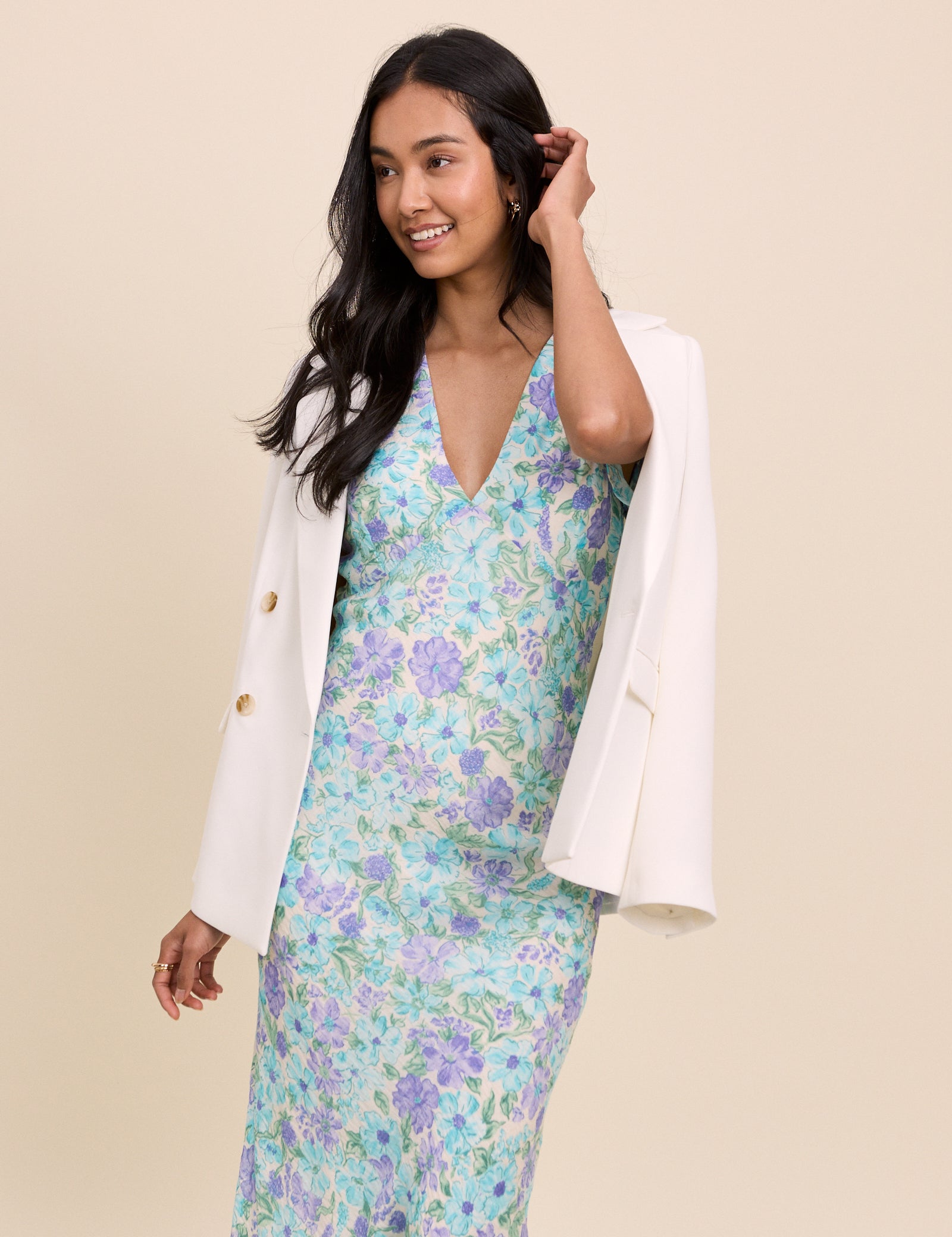Blue Floral Layla Midi Dress