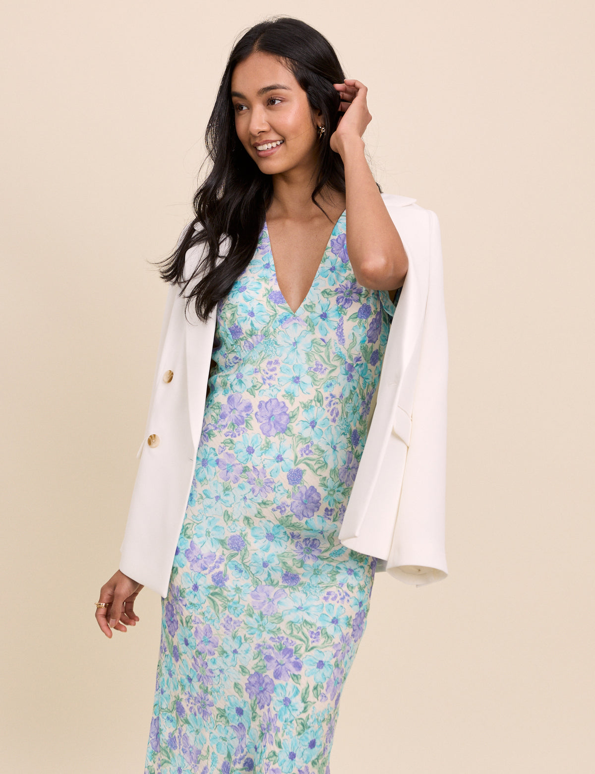 Blue Floral Layla Midi Dress