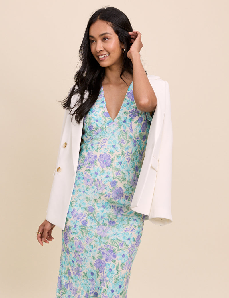 Blue Floral Layla Midi Dress