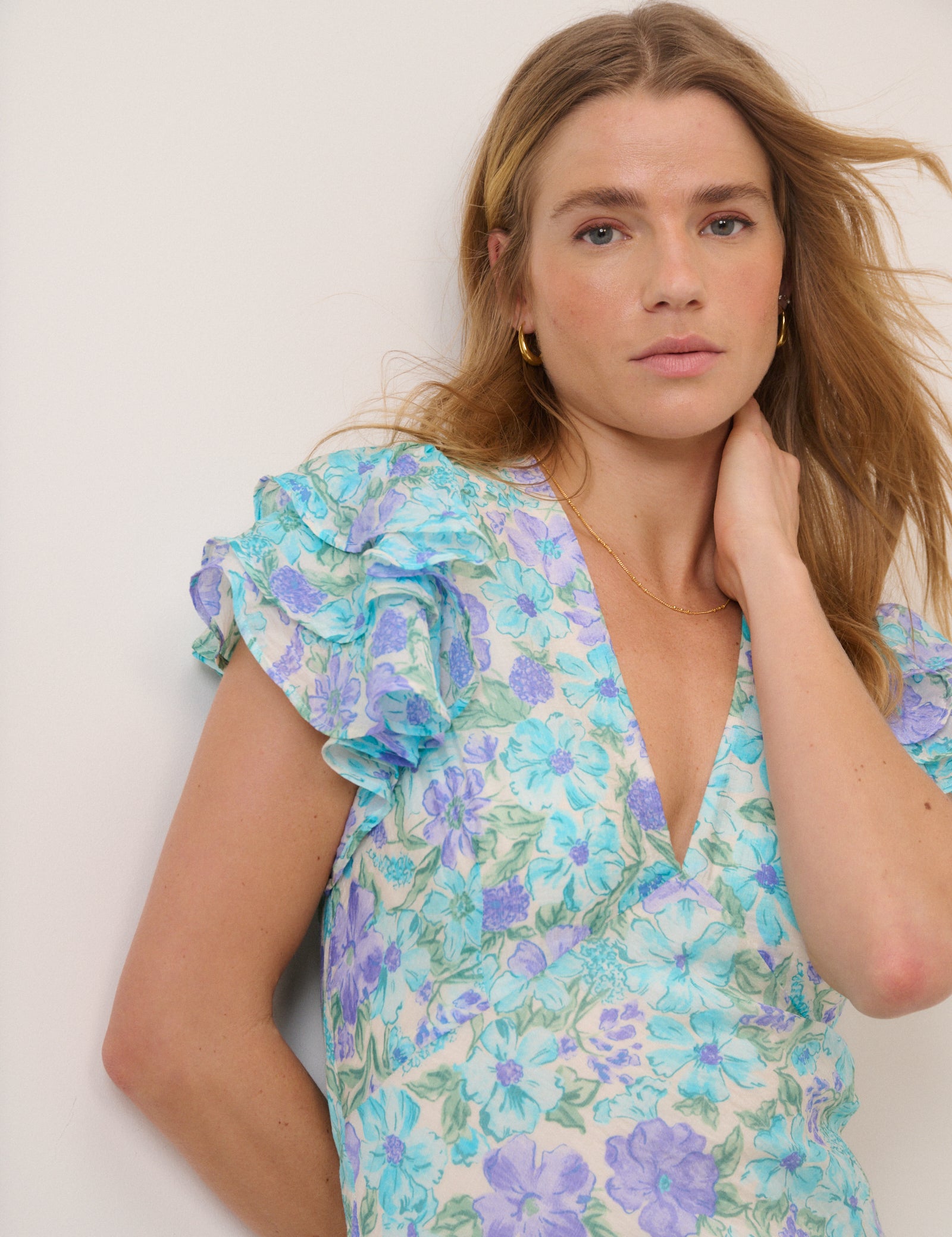 Blue Floral Layla Midi Dress