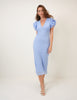 Blue Frill Sleeve Layla Midi Dress