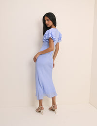 Blue Frill Sleeve Layla Midi Dress