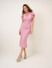 Pink Frill Sleeve Layla Midi Dress