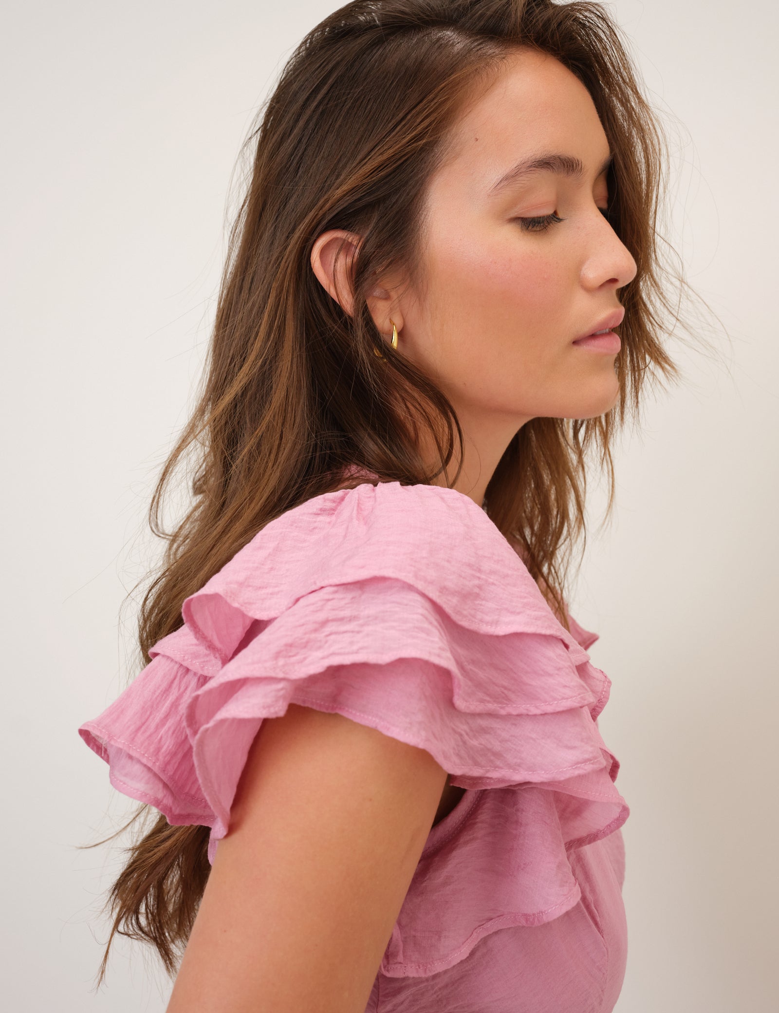 Pink Frill Sleeve Layla Midi Dress