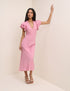 Pink Frill Sleeve Layla Midi Dress