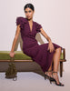 Purple Frill Sleeve Layla Midi Dress