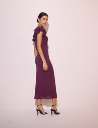 Purple Frill Sleeve Layla Midi Dress