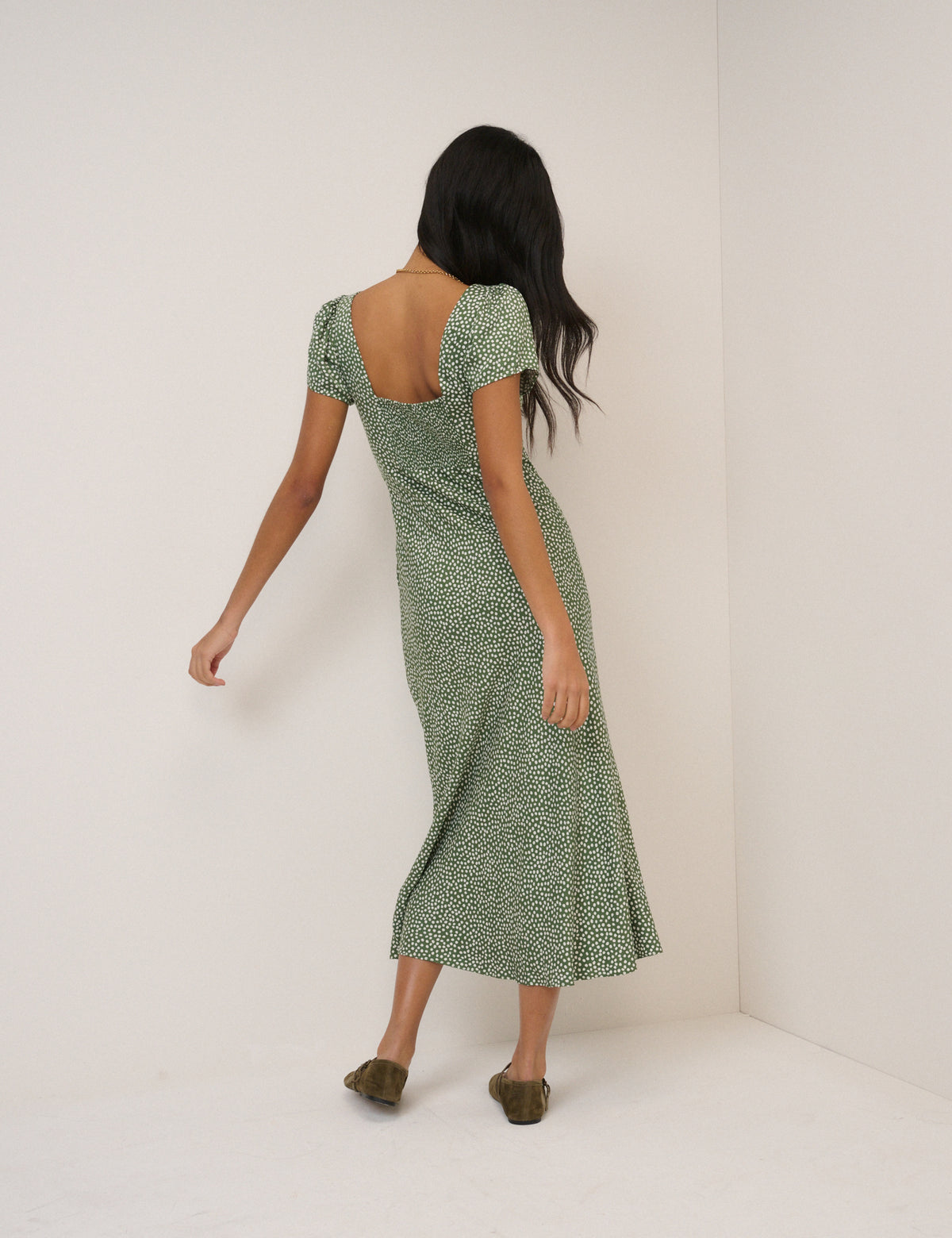 Green Spotty Tia Midi Dress