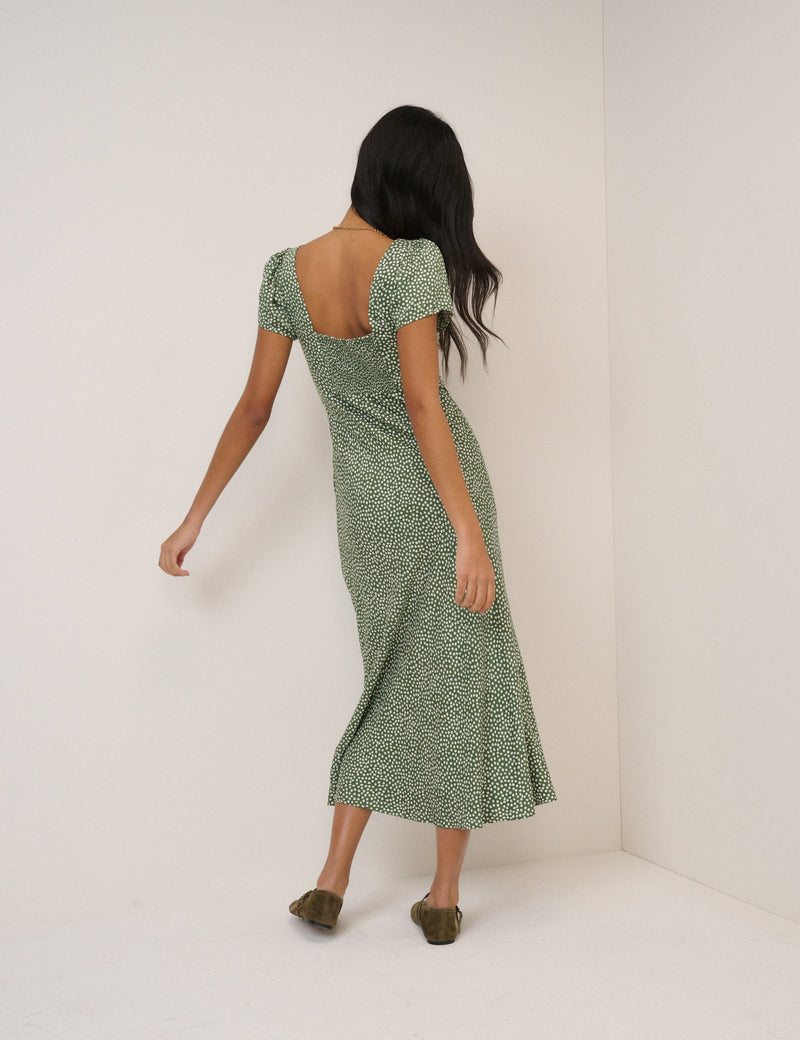 Green Spotty Tia Midi Dress