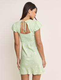 Green Cherry Print Maggie Mini Dress