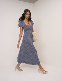 Blue Polka Dot Nora Midi Dress